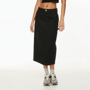 TNA Aritzia Greenwich Midi Denim Pencil Skirt Black High Rise Carpenter Size 4